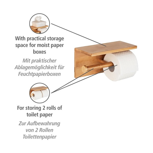 Seinale paigaldatud bambusest tualettpaberi hoidja Duo Bambusa - Wenko-image-3