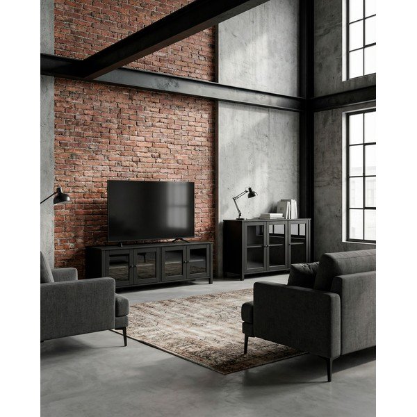 Mustast männipuidust vitriinkapp 142x80x40 cm Alessandra - Marckeric-image-4