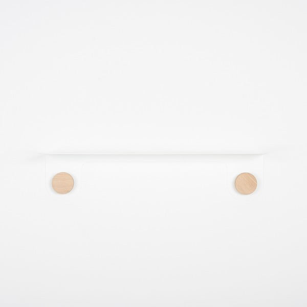 Valge terasest seinariiul tammepuust detailidega, 2 konksuga, pikkus 60 cm. Hook - Gazzda-image-2