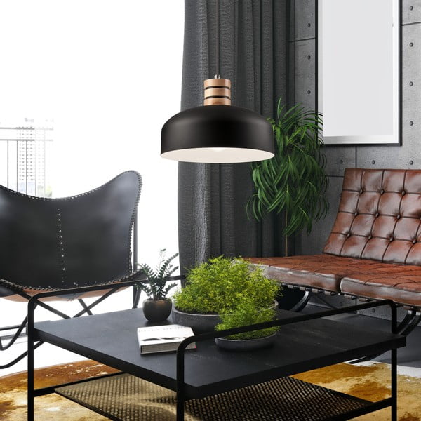 Must rippvalgusti metallist varjuga ø 30 cm Cosmo - LAMKUR-image-3