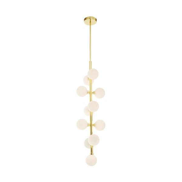 Valge/kuldse värvi metallist ripplamp klaasist varjuga, ø 27 cm Trieste - Premier Housewares