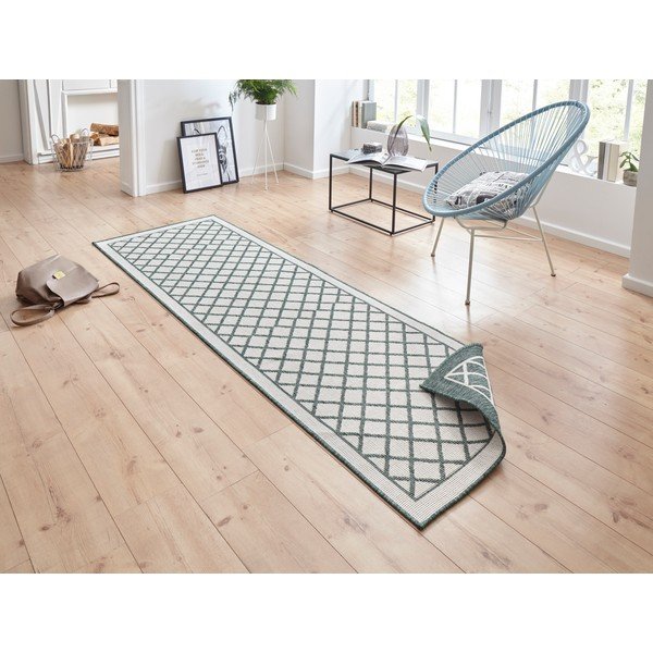 Roheline ja kreemikas õuevaip , 80 x 250 cm Sydney - NORTHRUGS-image-1