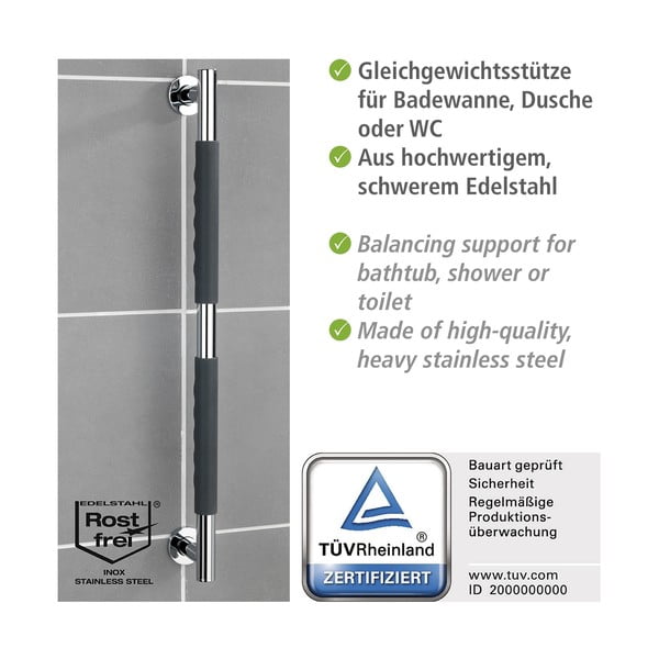 Seinale paigaldatav käepide, 65,5 cm Secura - Wenko-image-4