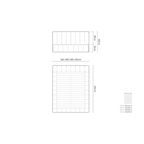 Kreem kaheinimesevoodi koos panipaigaga 160x200 cm Kelp - Micadoni Home-image-4