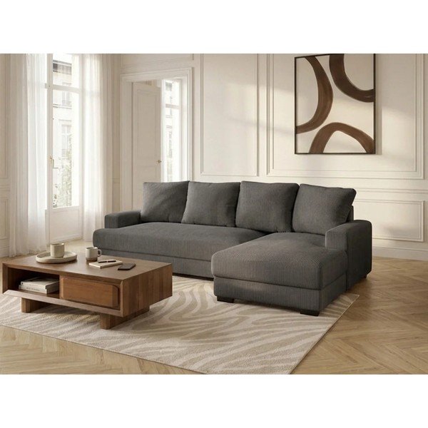 Tumehall velvetist diivanvoodi/panipaigaga nurgadiivan (parem nurk/diivanvoodiga) Campi - Bobochic Paris-image-1