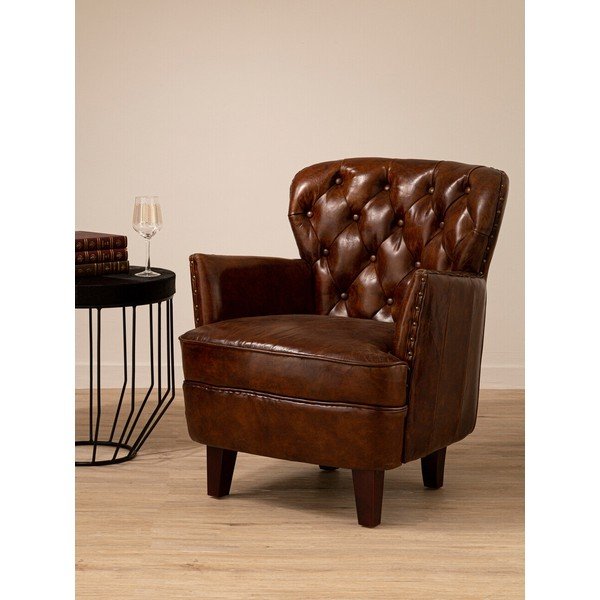 Pruunist nahast tugitool Victor - Premier Housewares-image-3