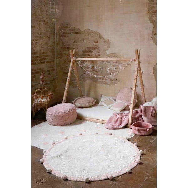 Kreem pestav käsitsi kootud puuvillane laste vaip ø120 cm Bubbly Vintage Nude - Lorena Canals-image-3