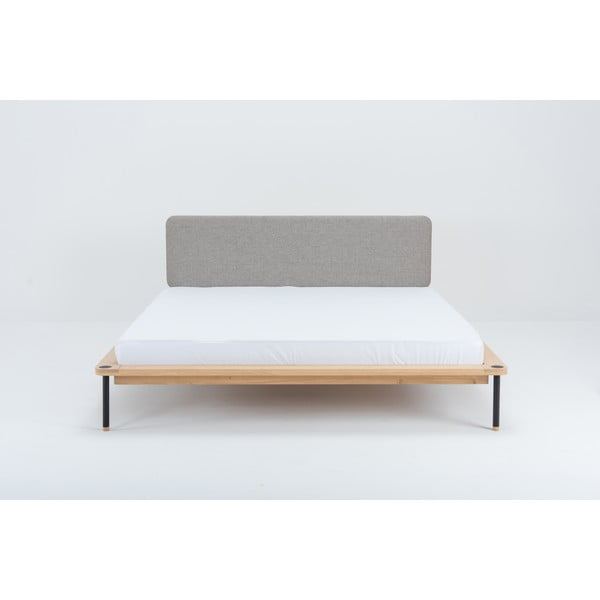 Hall/loomulik tammepuust kaheinimesevoodi koos võrega 140x200 cm Fina - Gazzda-image-3