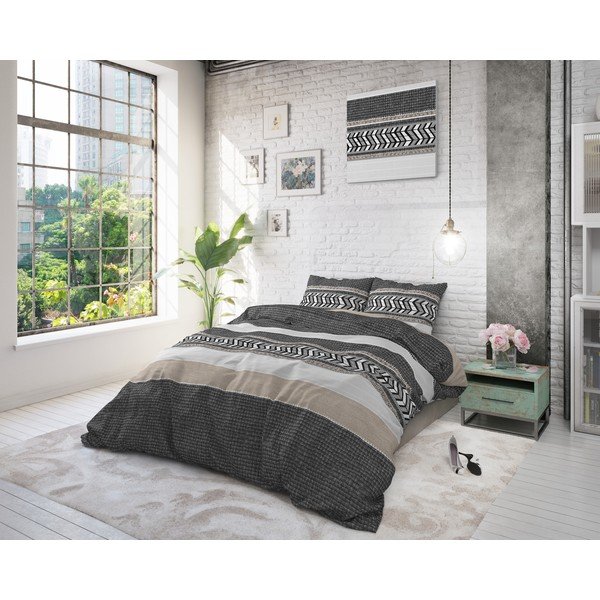 Šedé bavlněné povlečení na jednolůžko Pure Cotton Northern Stripe, 140 x 200/220 cm-image-3
