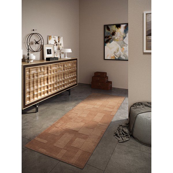 Pruun käsitsi kootud villane koridorivaip 80x250 cm Wilhelmine - Villeroy&Boch-image-1