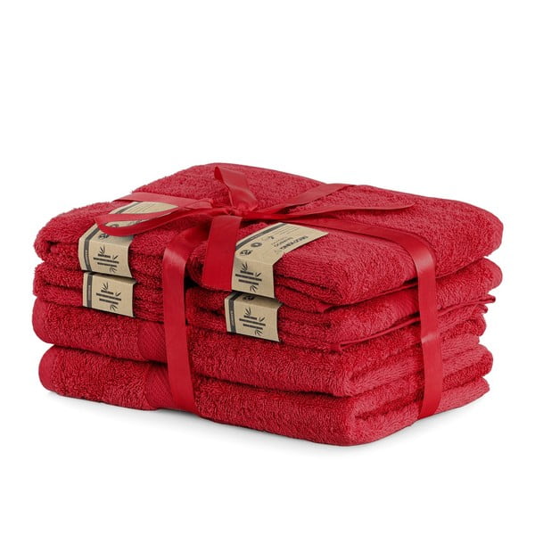 Komplekt 2 punast rätikut ja 4 rätikut Punane Bamby - DecoKing-image-1