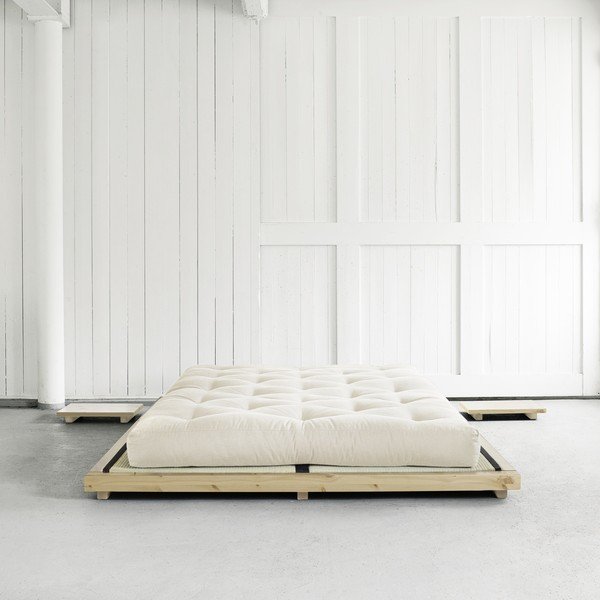 Dvoulůžková postel z borovicového dřeva s matrací Karup Design Dock Double Latex Natural Clear/Natural, 180 x 200 cm-image-3