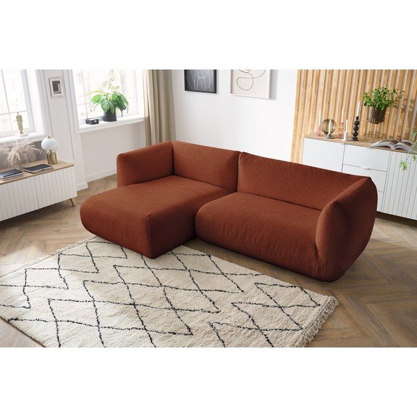 Oranž kordvillane nurgadiivan (vasakpoolne nurk) Lecomte - Bobochic Paris-image-1