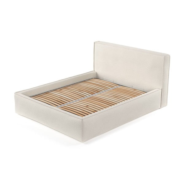 Kreem polsterdatud kaheinimesevoodi koos voodipõhja ja panipaigaga 160x200cm Lounge L - Maison de Rêve-image-3