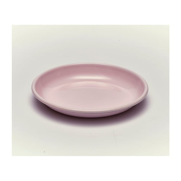 Růžový smaltovaný talíř Kapka Back To Basics, Ø 19 cm