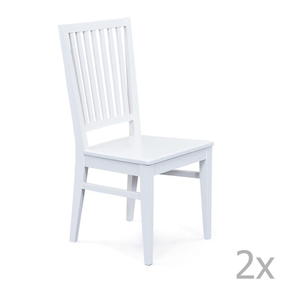 Sada 2 bílých jídelních židli z masivního bukového dřeva Interlink Cassala