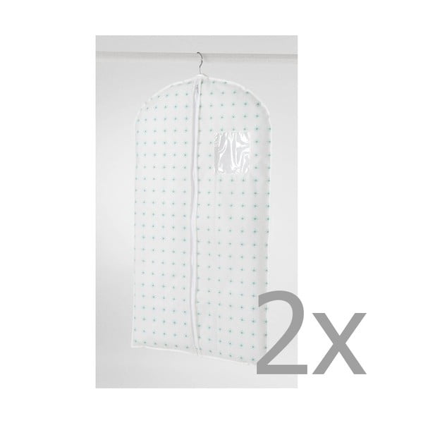 Sada 2 bílých závěsných obalů na šaty Compactor Garment, délka 100 cm