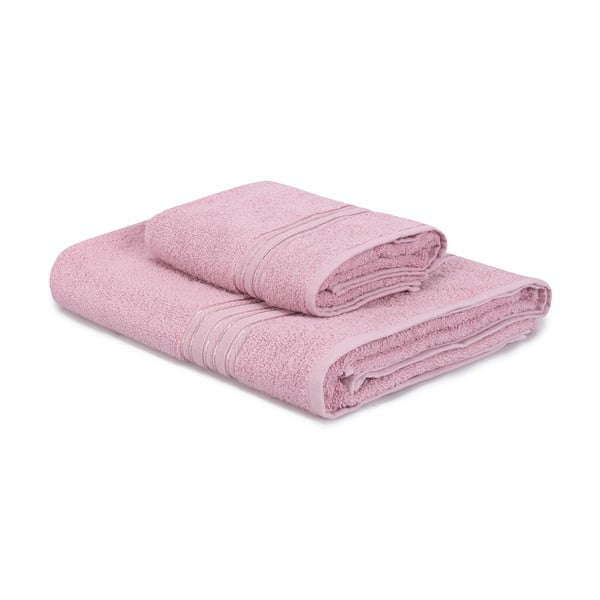 Roosad puuvillased rätikud ja saunalinad 2tk komplektis Dora - Foutastic