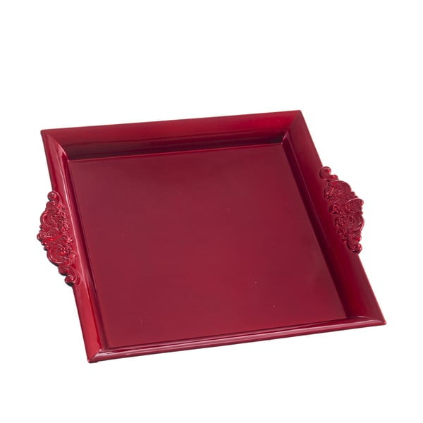 Červený obdélníkový servírovací tác s madly Unimasa, 30,5 x 25,8 cm