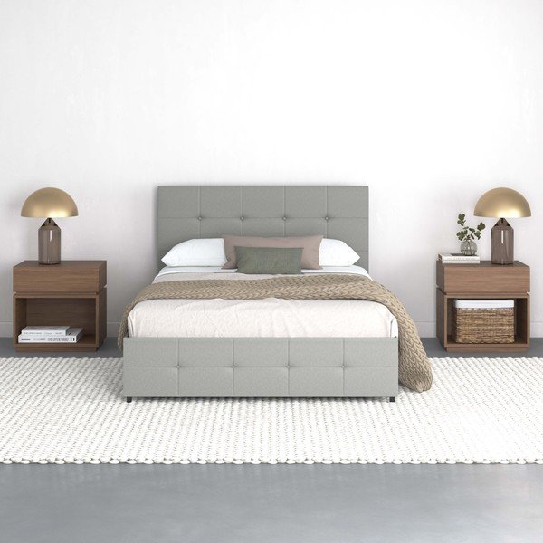 Hall polsterdatud kaheinimese voodi koos panipaigaga 140x200 cm Rose - Støraa-image-3