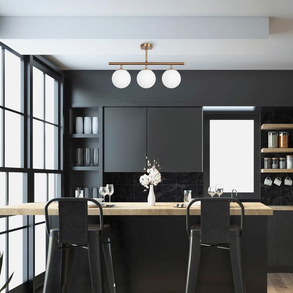 Pronksivärvi rippvalgusti klaasist varjuga Atmaca - Opviq lights-image-1