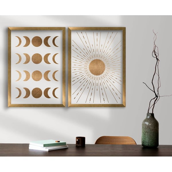 Raamitud plakatid, 2tk komplektis 38x53 cm Moon & Sun - Wallity-image-1