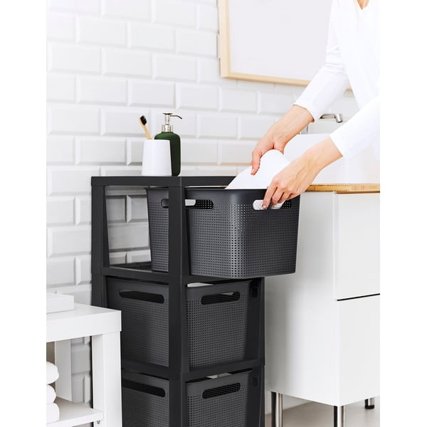 Must-hall plastikust ratastega riiul 30x77 cm Brisen – Rotho-image-3