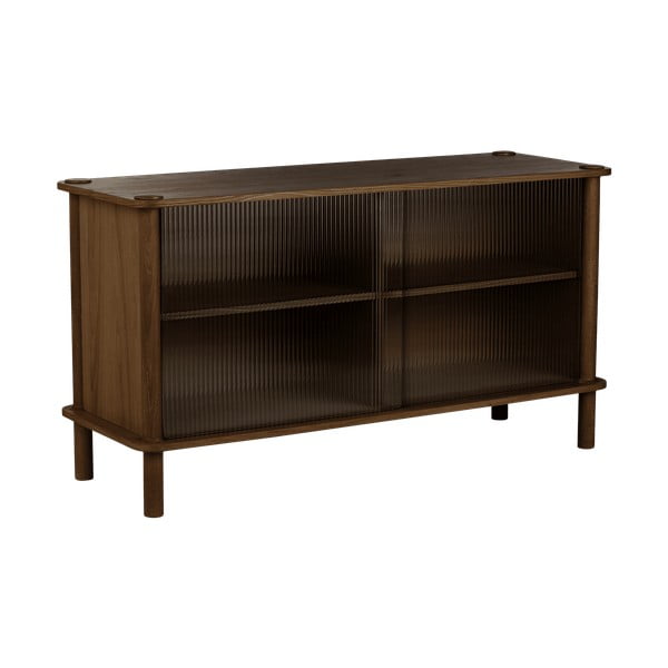 Pruun tammepuidust lükandustega vitriinkapp 135x73,5x48 cm Italic - UMAGE-image-1