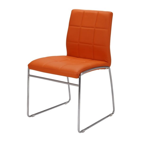 Oranžová židle s pochromovaným podnožím Aemely
