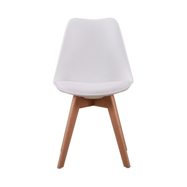 Bílá židle s nohami z bukového dřeva Andromeda