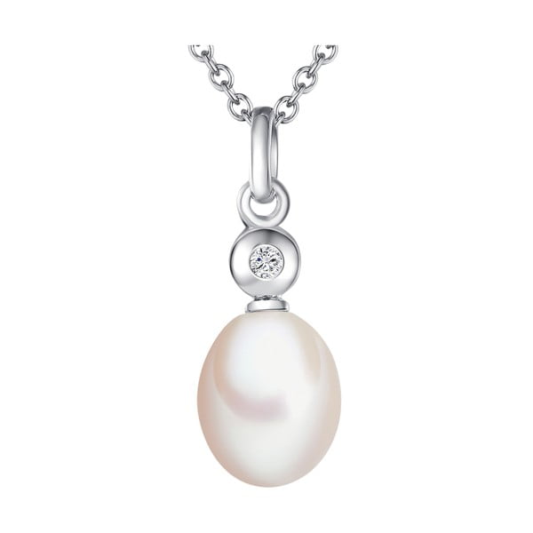 Stříbrný náhrdelník s pravým diamantem a perlou Tess Diamonds Marina, délka 40 cm