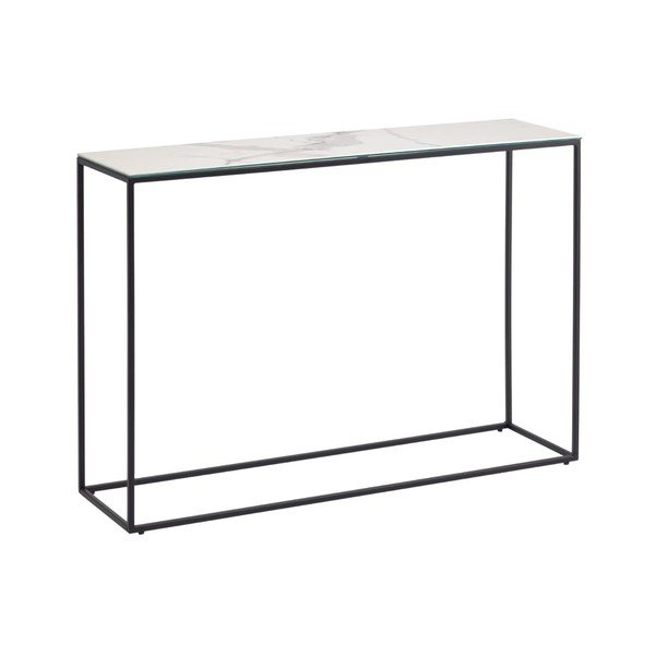 Mustvalge konsoollaud keraamilise pealispinnaga 30x110 cm Rewena - Kave Home