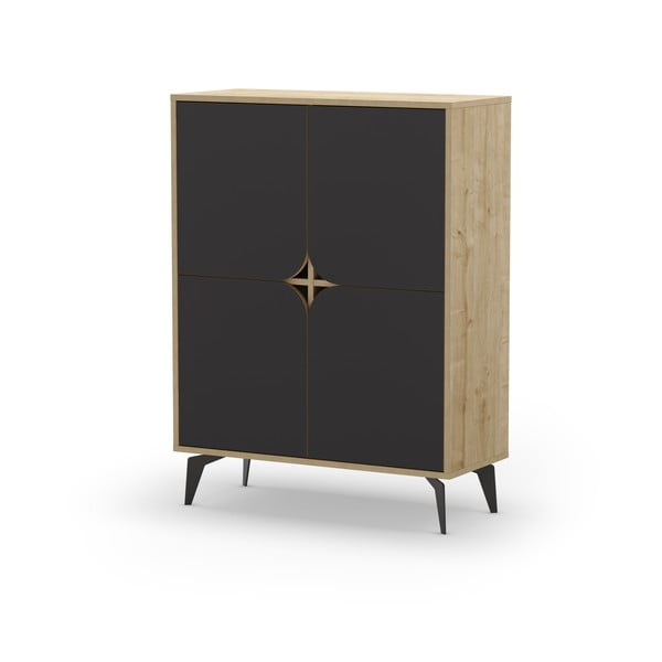 Tammedekooriga kapp must-puiduvärvi 90x120 cm Nola - Marckeric-image-3