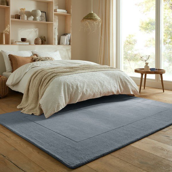 Sinine käsitsi kootud villane vaip 120x170 cm Textured Wool Border - Flair Rugs-image-1