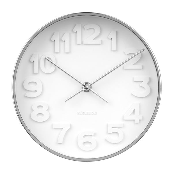 Nástěnné hodiny s detaily ve stříbrné barvě Karlsson Stout, ⌀ 22 cm