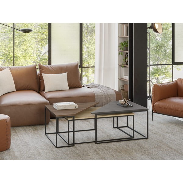 Diivanilauad 3 tk komplektis pähklipuu dekooriga 70x110 cm Titan - Marckeric-image-1