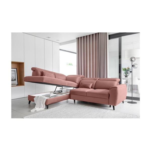 Roosa sametist lahtikäiv/sahtliga nurgadiivan (vasak nurk/L-kujuline) Noble – ELTAP-image-3