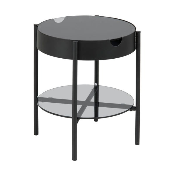 Černý odkládací stolek s úložným prostorem Actona Tipton, ⌀ 45 cm
