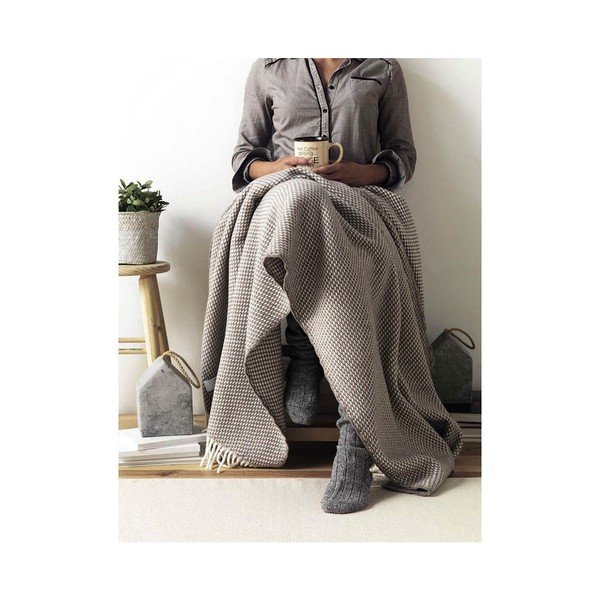 Oliivroheline ruuduline puuvillane riie , 140 x 180 cm Ruby - Euromant-image-2