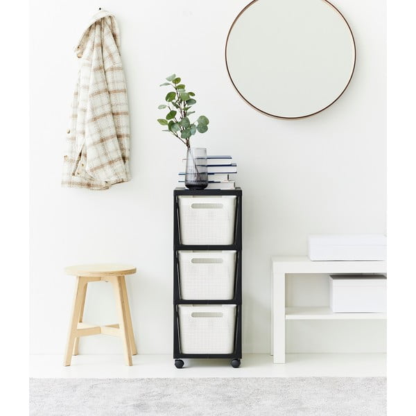 Valge/mustast plastist liikuv riiul 30x77 cm Brisen - Rotho-image-3