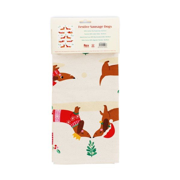 Puuvillane rätik 70x50 cm Festive Sausage Dog - Rex London-image-3