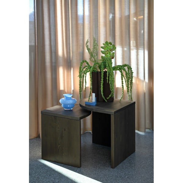 Tumepruunid männipuidust diivanilauad 2tk komplektis Combine - Karup Design-image-1