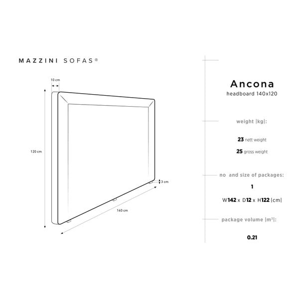 Mazzini diivanid , 140 x 120 cm, kreemikas pealaud Ancona - Cosmopolitan Design-image-4
