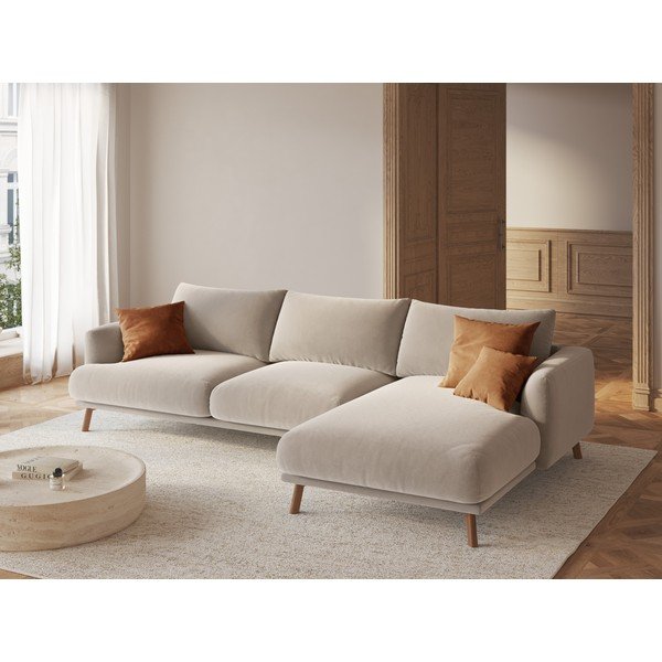 Beež sametist nurgadiivan (parem nurk) Naomi - Micadoni-image-1