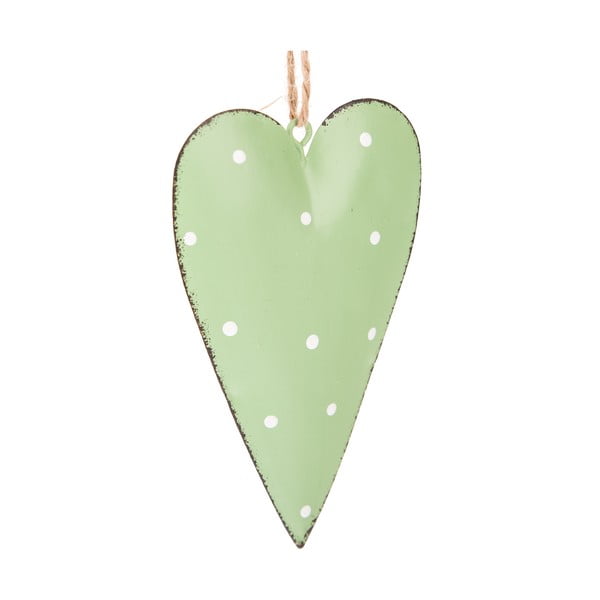 3 rohelise metallist rippuva kaunistuse komplekt Dotty Heart - Dakls