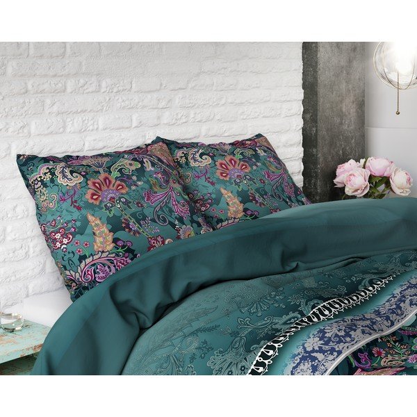 Zelené povlečení na dvoulůžko Sleeptime Paisley, 200 x 220 cm-image-1