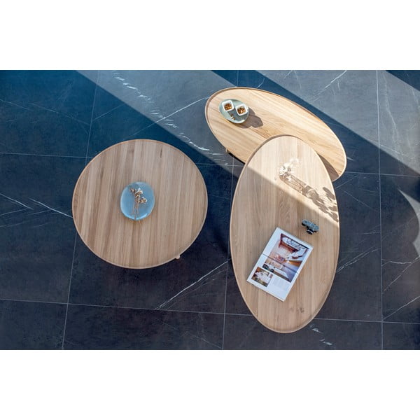 Ümmargune kohvilaud tammepuidust naturaalses värvitoonis ø 100 cm Mu - Gazzda-image-1