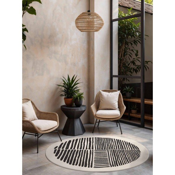 Must/kreemjas ümmargune sise- ja õuevaip ø 200 cm Haringey Bounds - Ted Baker-image-1