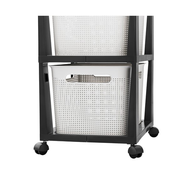 Valge/mustast plastist liikuv riiul 30x77 cm Brisen - Rotho-image-2