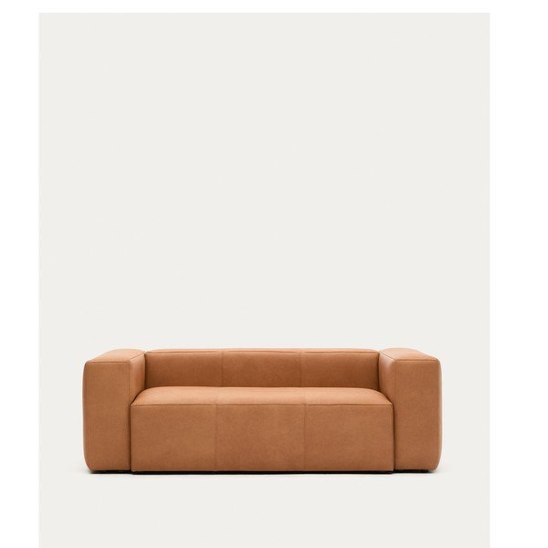 Pruun nahkdiivan 210 cm Blok - Kave Home